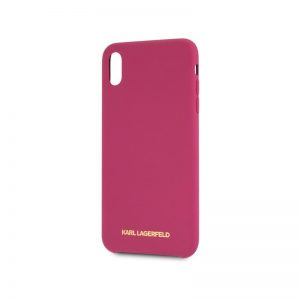 Puzdro Karl Lagerfeld Silicone Pink Gold Logo iPhone XS Max