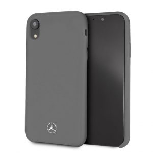 Puzdro Mercedes-Benz MEHCI61SILGR Silicon Fiber Case Lining iPhone XR sivé