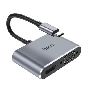 Redukcia HOCO HB30 Type C – 4K HDMI + VGA + USB 3.0 + HDTV PD 100W strieborná