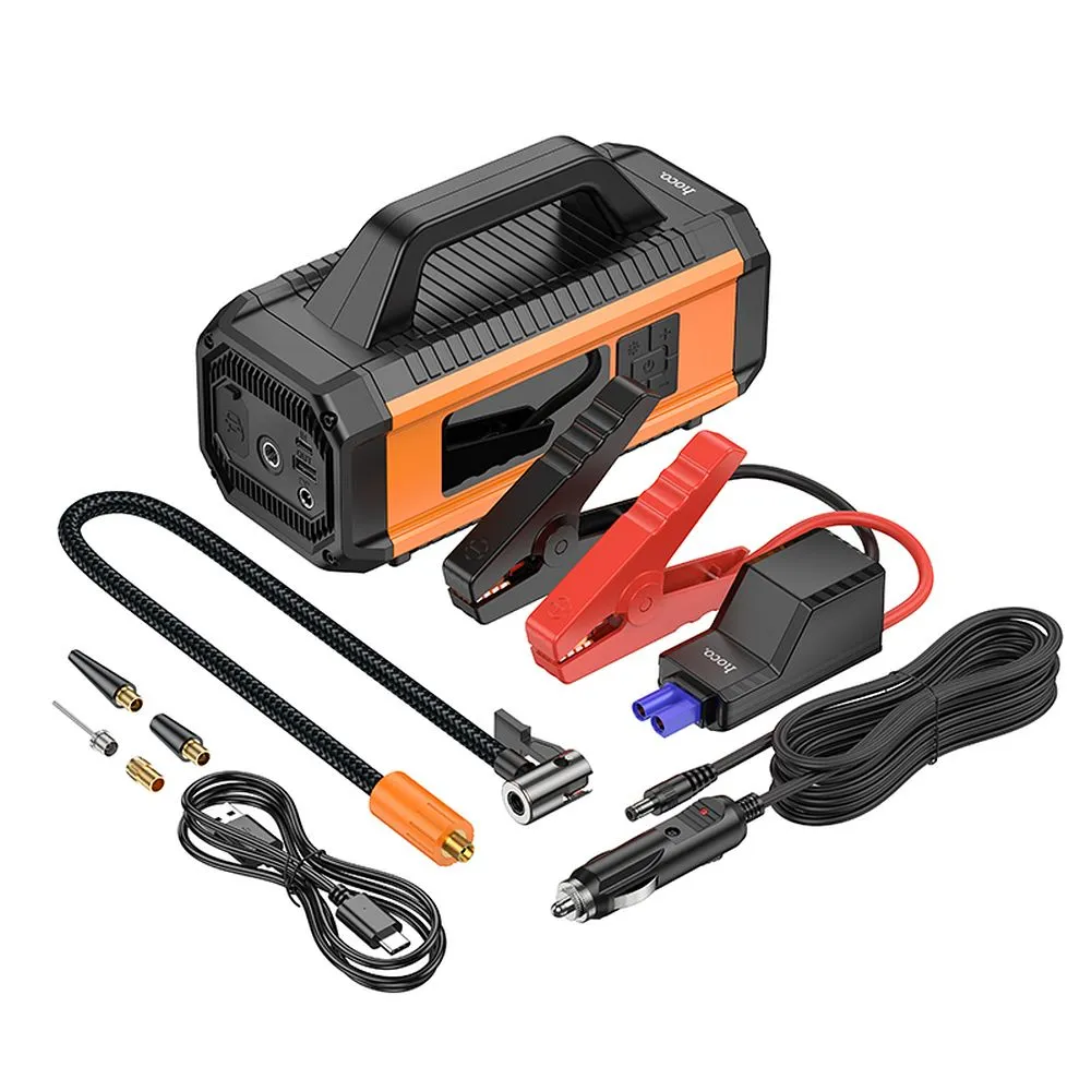 HOCO QS4 Car Tool Power Starter 10 000 mAh štartér s kompresorom do auta oranžovo-čierny – Obrázok 5