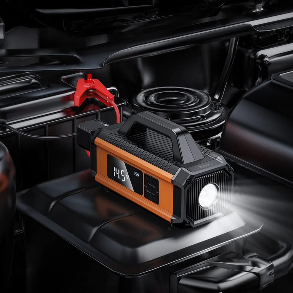 HOCO QS4 Car Tool Power Starter 10 000 mAh štartér s kompresorom do auta oranžovo-čierny – Obrázok 7